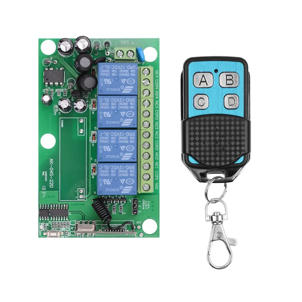 

220V 1CH Wireless Remote Control Switch 433MHz Receiver Transmitter Switch Self-locking for Electric Gate Garage Door