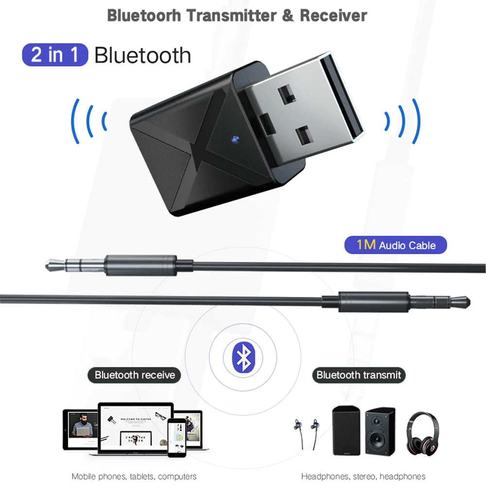 Bluetooth 5,0 приемник передатчик 3,5 мм Aux беспроводной Bluetooth аудио USB адаптер для наушников автомобиля USB Bluetooth передатчик ТВ