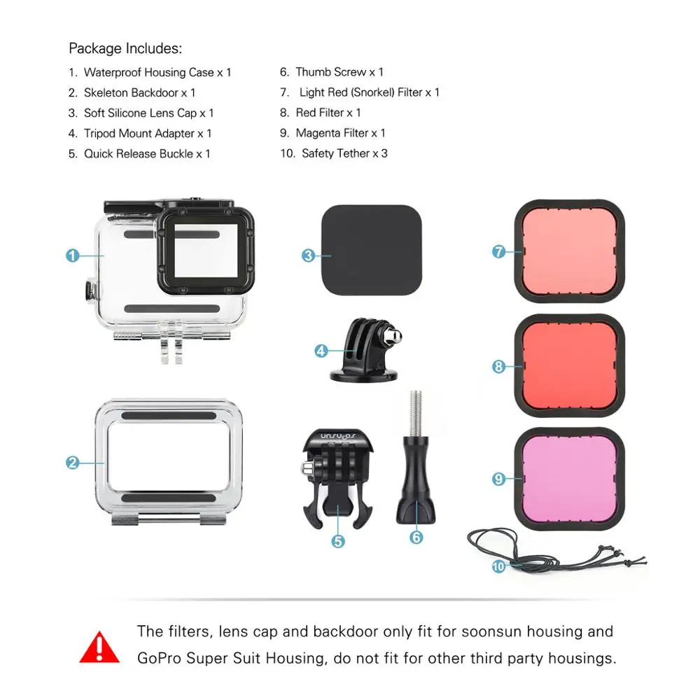 SOONSUN 45 м водонепроницаемый корпус чехол для подводного дайвинга+ набор цветных фильтров для погружения объектива для GoPro Hero 5 6 7 Black Go Pro 7 аксессуар