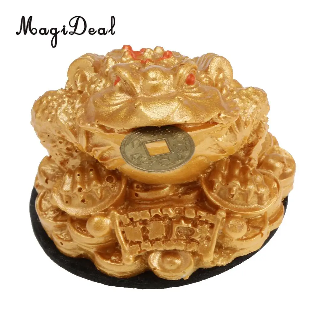 

MagiDeal Chinese Traditional Money Lucky Fortune Three Legged Frog Toad Coin Presents Home Decor Tabletop- Good Luck