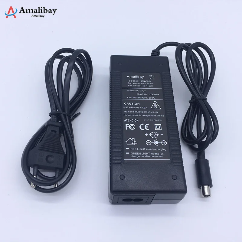 M365 شاحن الكهربائية لوح التزلج شاحن مهايئ بطارية 42 v 2A ل Xiaomi Mijia M365 Ninebot Es1 Es2 سكوتر كهربائي أجزاء M365 شاحن الكهربائية لوح التزلج شاحن مهايئ بطارية 42 v 2A ل Xiaomi Mijia M365 Ninebot Es1 Es2 سكوتر كهربائي أجزاء