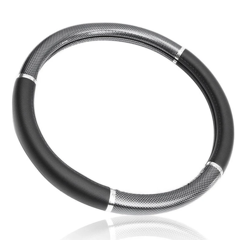 

Car Steering WheelCover 38cm Carbon Fiber Soft LeatherDeluxe Steering Cover