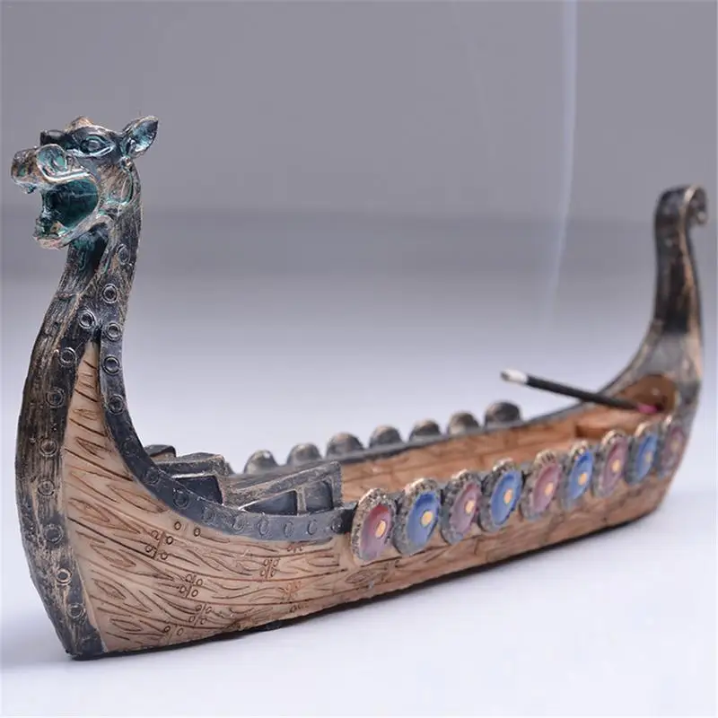 

Chinese Retro Incense Burners Traditional Design Dragon Boat Incense Stick Holder Burner Hand Carved Carving Censer Ornaments