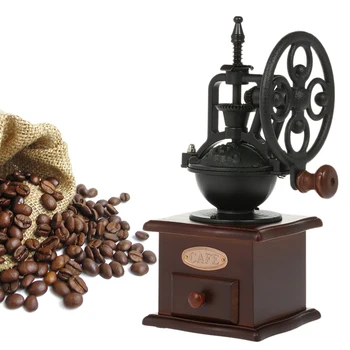 

Manual Coffee Grinder Antique Coffee Mill Cast Iron Hand Crank Coffee Mill with Grind Settings & Catch Drawer
