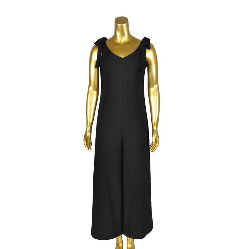 Fashionable Sexy Backless Wide-leg Jumpsuit Ladies Sleeveless V Neck Strap Solid Color Casual Large Size Loose Jumpsuit Wide Leg Fashionable Sexy Backless Wide-leg Jumpsuit Ladies Sleeveless V Neck Strap Solid Color Casual Large Size Loose Jumpsuit Wide Leg
