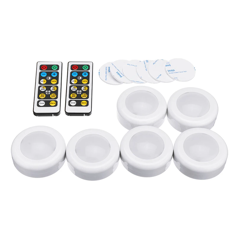 CLAITE 6 قطعة LED مجلس الوزراء خزانة أضواء مع 2 قطعة تحكم عن بعد البطارية الطاقة عكس الضوء توقيت