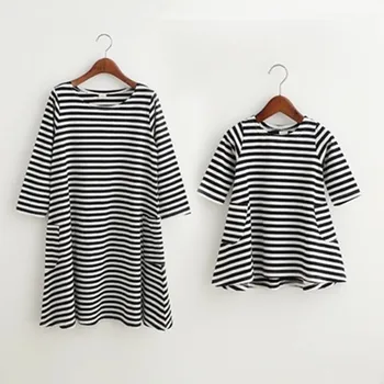 

1pcs Family Dress Mother Daughter Summer Fashions Striped Family Look Matching Clothes Mom And Daughter Dress Family Clothing