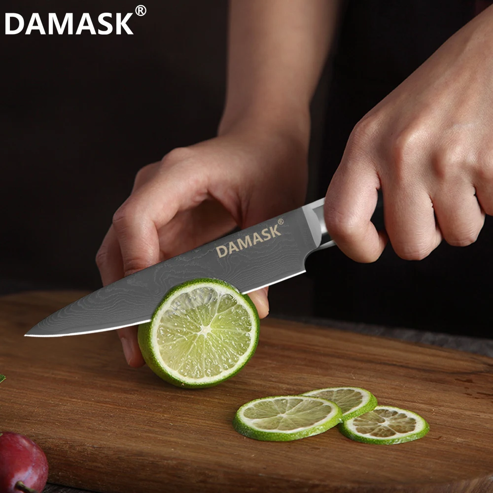 Кухонные ножи из дамасской стали VG10, дамасский нож для столовых приборов, эргономичная ручка, обвалка для овощей, нож для нарезки, кухонные принадлежности