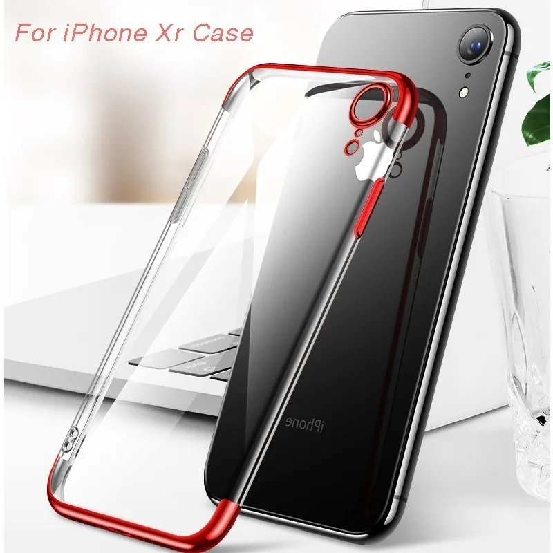 

For Iphone Xr Case For Iphone X Cover Soft Transparent Tpu Plating Cover For Iphone 7 Case For Iphone 6 6s 7 8 Plus Xs Max Case
