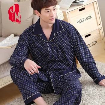 

Sleep Cotton Men Pyjama Set Spring Cardigan Pajama Man Full Sleeve Solid Pajama Male Turn-down Collar Autumn Pijama Men M L-XXXL