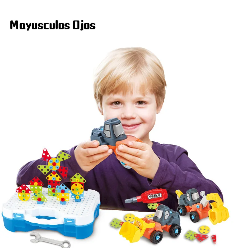 

Children Magic Disk Drilling Screws Plastic Building Blocks Engineering Car Assembling Disassembling Combination Educational Toy