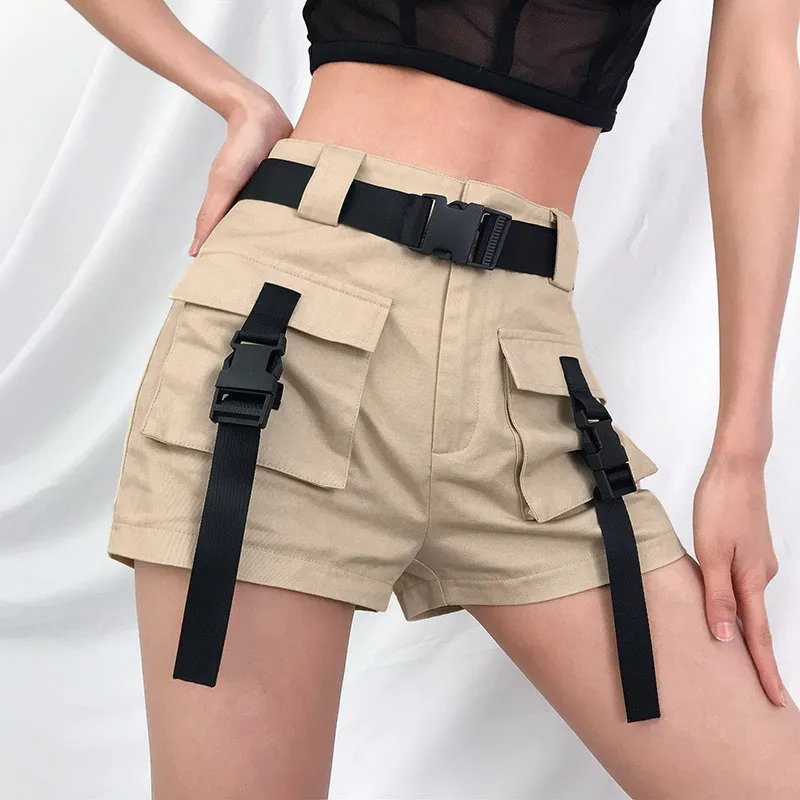 

Woman Khaki Black High Waist Shorts Summer Elegant Short Pants Casual Harajuku Shorts