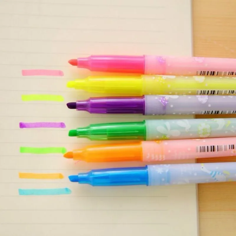 

6pcs/lot Creative 6 Color Mildliner Highlighter Pen Pastel Liquid Chalk Marker Fluorescentes Pen Markers Pen Set 04401