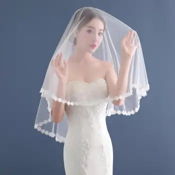 

Long Wedding Veil 2m Lace Edge One Layer White Bride Veil 2020 New Arrival Bruids Sluier Voile De Mariage Wedding Accessories