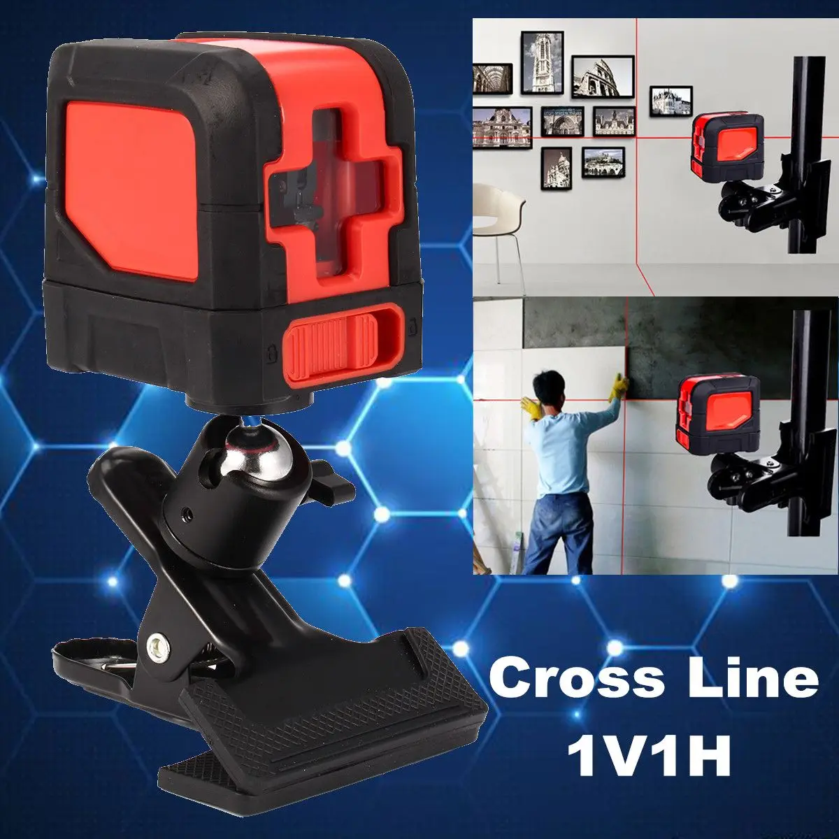 

1V1H Red Light 2 Line Leveling Cross Laser Levels Portable Optical Instruments Meter Measurer Mini Measuring Tools with Base