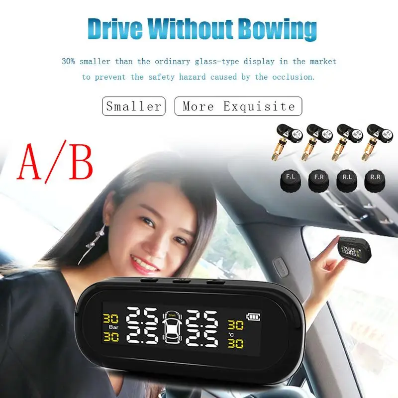 

Concealed Tire Pressure Monitor Universal Solar Tire Pressure Detection Car Tire Detection Wireless Monitor External Internal