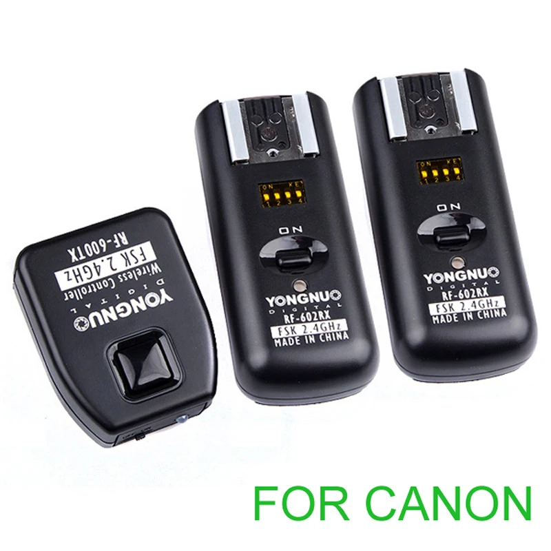 

Yongnuo RF-602C RF602 RX C RF-600TX C Wireless Remote Flash Trigger 1 Transmitter + 2 Receivers for Canon 1100D 1000D 600D 550D