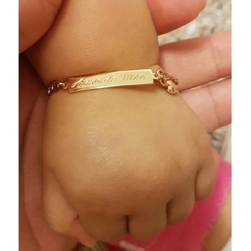 الأم الحب طفل أساور الذهب الاطفال مجوهرات التعميد شارة Pulseira بيبي الفتيات الفتيان Bileklik Branzoletki Dzieci B01Mae الأم الحب طفل أساور الذهب الاطفال مجوهرات التعميد شارة Pulseira بيبي الفتيات الفتيان Bileklik Branzoletki Dzieci B01Mae