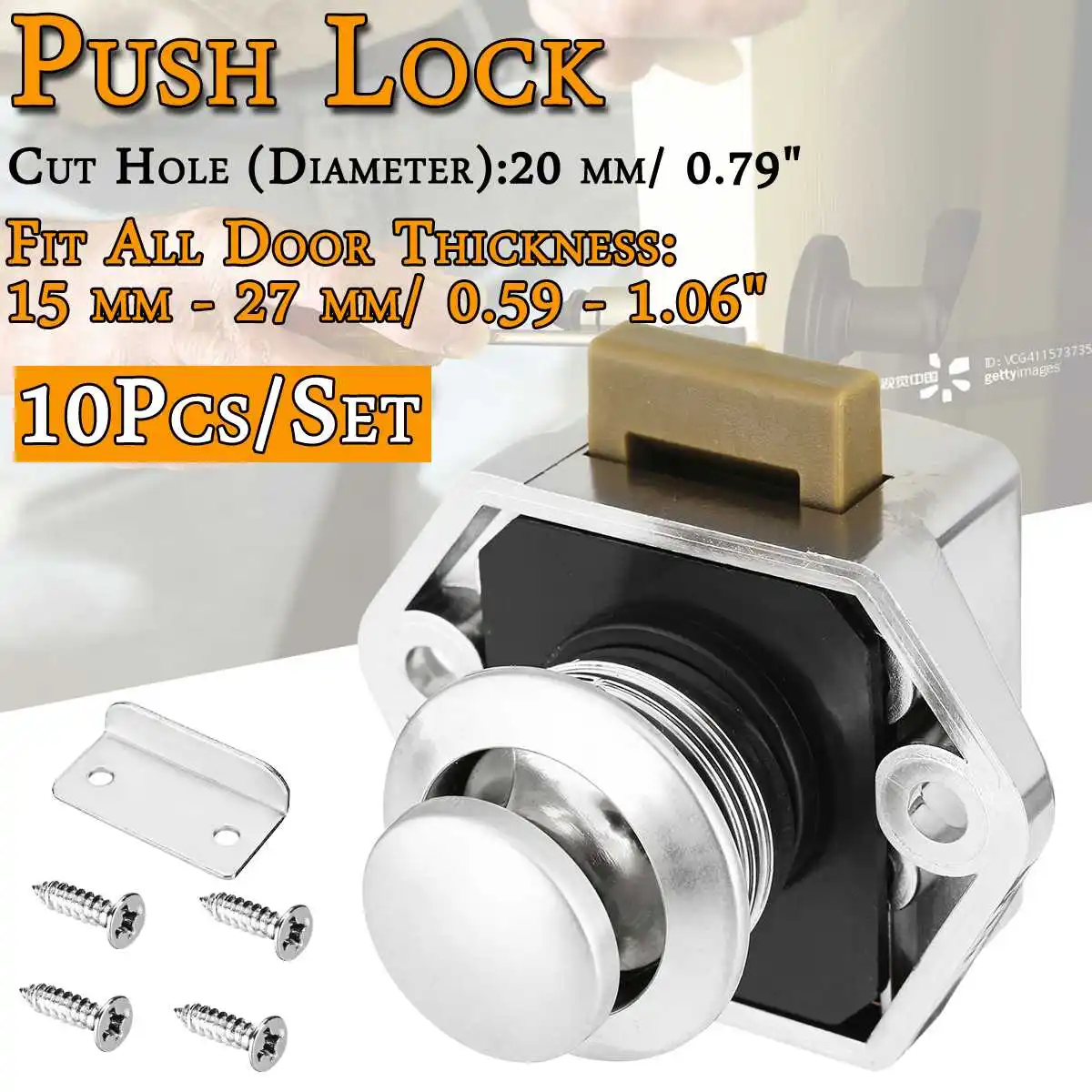 

10pcs Car Push Lock Diameter 20mm RV Caravan Boat Motor Home Cabinet Drawer Latch Button Locks For Furniture Hardware
