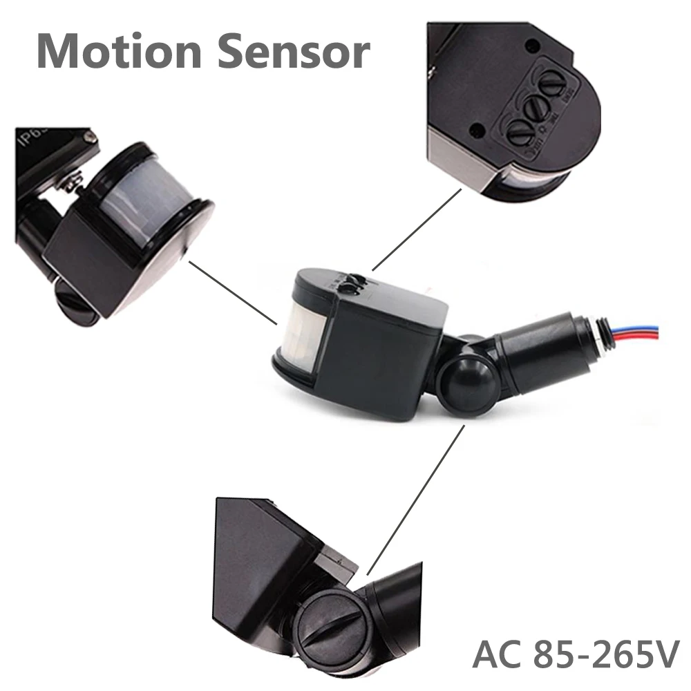 

Motion Sensor Switch PIR Security Black Detector 180° Automatic LED Infrared 85-265V Auto On/Off