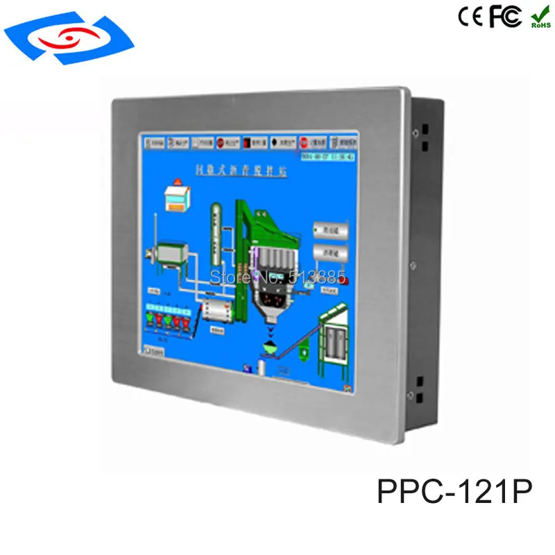 12,1 дюймов безвентиляторная промышленная панель ПК 4* com сенсорный экран планшетный ПК Поддержка windows xp/windows 10 системы