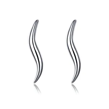 

925 Silver Waving Curves Line Small Stud Earrings For Women Minimalist Fine Jewelry Accessories Gifts 2019 New Sce600