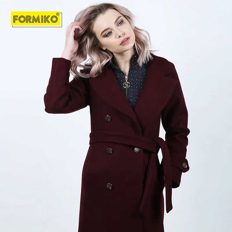 Formiko Женское зимнее пальто из овечьей шерсти. Утеплённое полушерстяное на