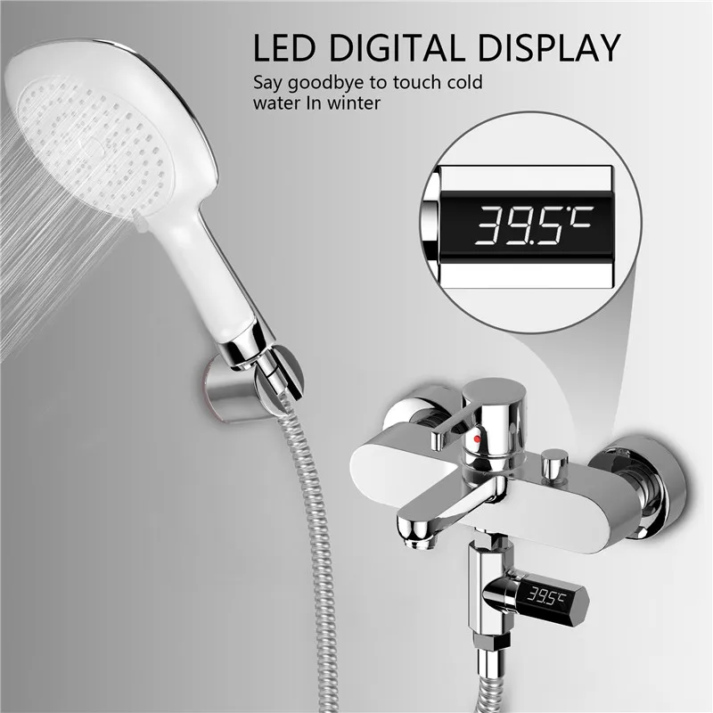 Kopen Verbeterde Versie LQC 01 LED Display Thuis Water Douche Thermometer Flow Water Temperture Monitor Led Display Douche Thermometers