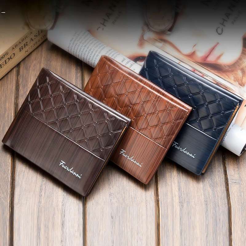 

Short Wallet Men And Europe Style Embossed Cross Section Multi-Card Position Wallet Spot