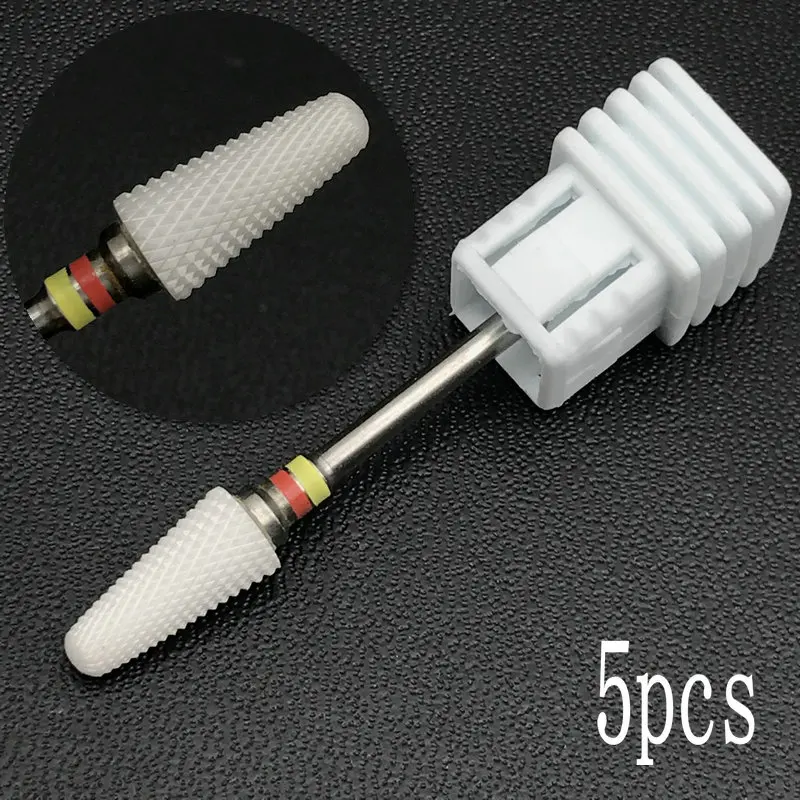 

5Pcs High Quanlity Conical-Double Fine-White Ceramic- Ceramic Nail Drill Bit & Zirconia Ceramic Dental Burs