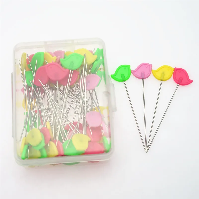 

100pcs/box 50mm Patchwork Pin Bird Bear Flower Head Pins Positioning Needles Straight Pins Clothes Decor DIY Craft Accessories