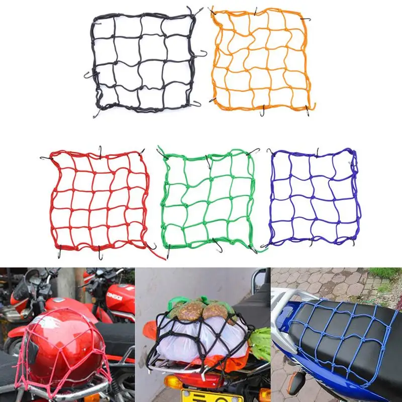 

30*30cm Motorcycle Bicycle Cargo Net Helmet Rope Luggage Storage Bag Twine Blue Yellow Red Black Green Motorycle Net Bags Mesh