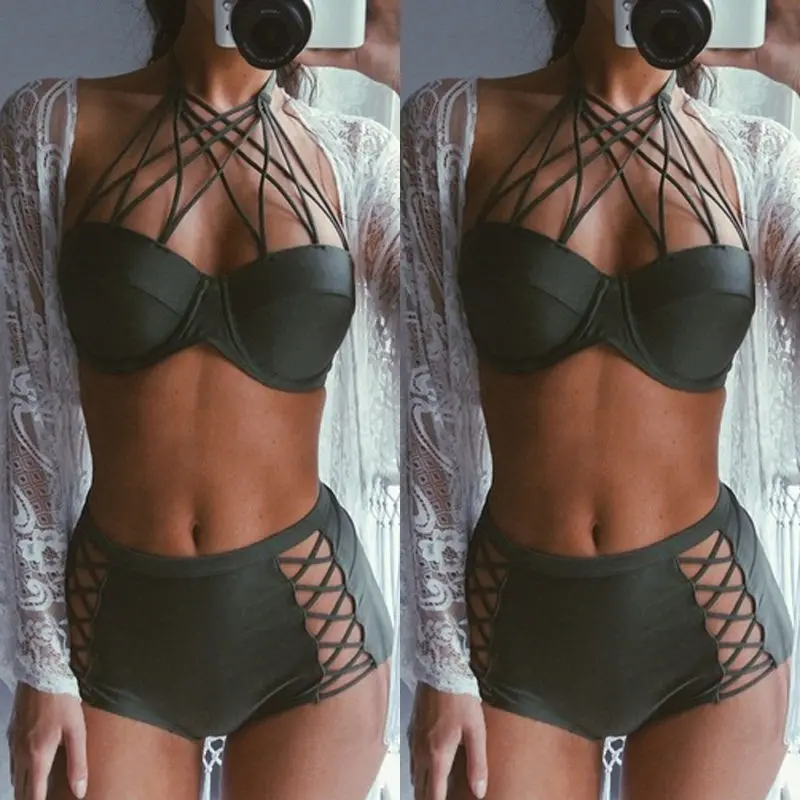 

Bikini 2019 New Arrival Swimwear Women Bikini Set Cross Bandage Beach Bathing Suit Top Low Waist Swimsuit Push Up Brazilian Suit