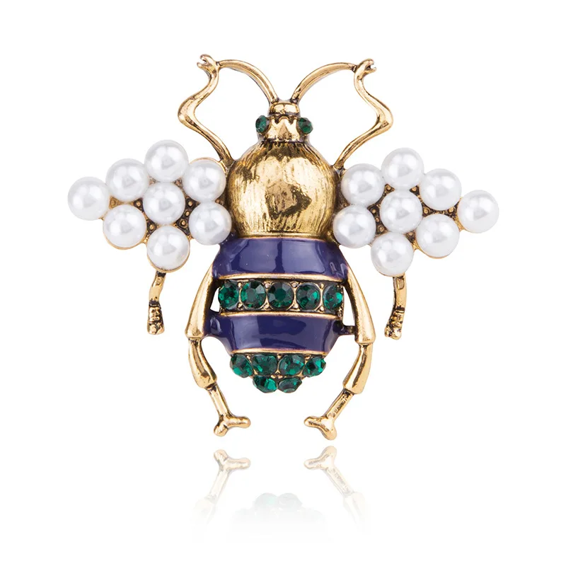 

Young Tulip Charming Exquisite Pearl Bee Brooches for Women Rhinestone Enamel Pins Fending Luxury Classic Jewelry Kids Gifts
