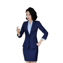Женский деловой костюм Блейзер + элегантная юбка 2 шт. костюм офисная форма дизайн карьера Спецодежда Женский комплект одежды