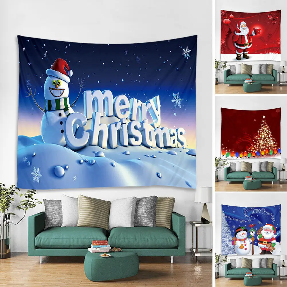 

Xmas Snowman Printed Tapestry Christmas Wall Hanging Carpet Polyester Tapestry Home Decor Mandala Blanket Bed Sheets Yoga Mats