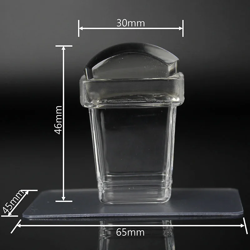 Kimcci Pure Clear Jelly Silicone Nail Art Stamper+Plastic Scraper with Cap Transparent Rectangle Stamping Manicure DIY Tools 2