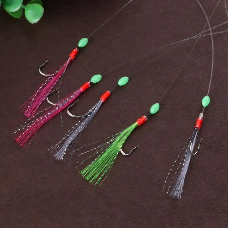 5PCS Simulation Barbed Sabiki Hook Rigs Size 2 for Fish Head String Soft Bait Artificial Lure Fishing Accessories|Наживки| |