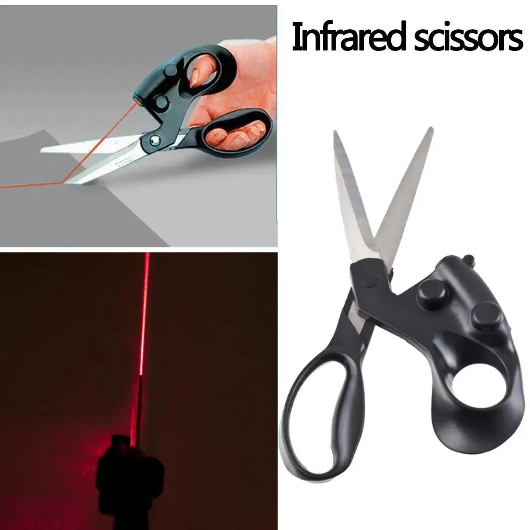 

Laser Guided Household Fabric Sewing Multi-function Cut Home, Office, etc. Infrared Scissors Black Sharp Mouth