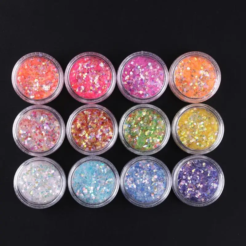 

1box Candy Color Hexagon Glitter Nail Art Sequins Sparkling Face Eye Party Makeup Cosmetic Manicure Slice Flakes Decorations