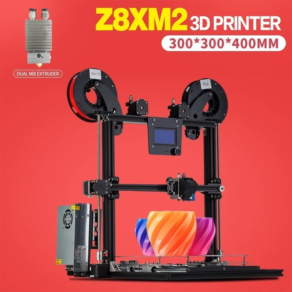 ZONESTAR 2018 Newest Upgrade Large Size One / Two / Three Extruder 3D Printer Bed Auto Level Full Metal Aluminum Frame DIY Kit
