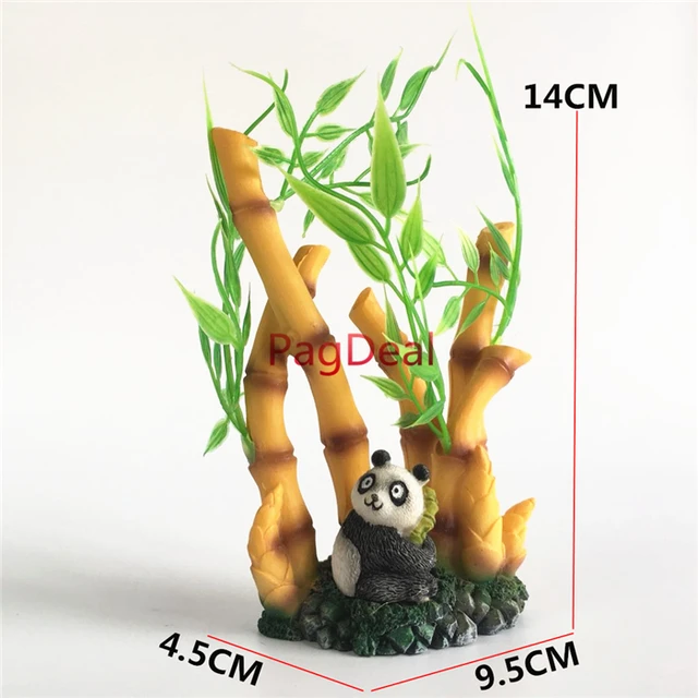 H14cm 5.5" Lovely Simulation Panda Bamboo Aquarium Ornaments Decorations Fish Tank Landscape Scenery Decor 1