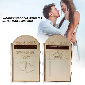

2019 New Wedding Card Solid Pine Royal Mail Style Exquisite Retro Personalized Post Box Wooden Gift Name Card Box Wedding Card