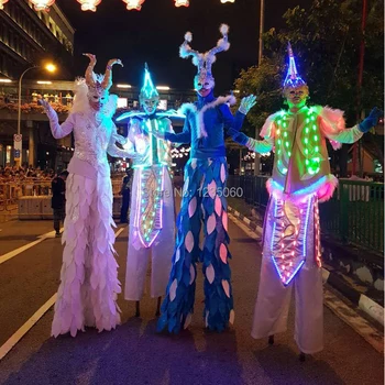 

Halloween LED Stilts walker costumes LED Light Suits LED Robot For Nightclub Stage Show