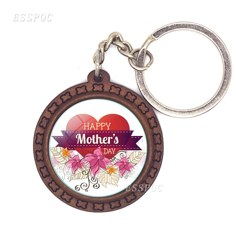 

Happy Mothers Days Keychain Love Mom Quote Pendant Retro Wooden Key Chain Key Rings Mother's Day Gift Birthday Gift for Mom