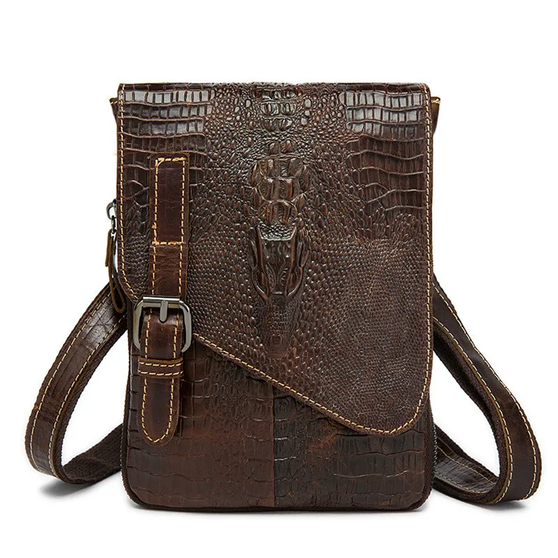 

2019 Luxury Design Crocodile Pattern Genuine Leather 9 Inches Men Messenger Shoulder Bag Male Business Brand Handbags