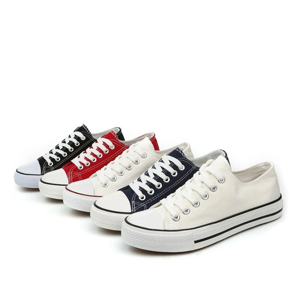 

YJSFG HOUSE 2018 New Women Canvas Shoes Solid Color Women Vulcanized Shoes Lace-up Casual Couple Shoes Woman Sneakers White