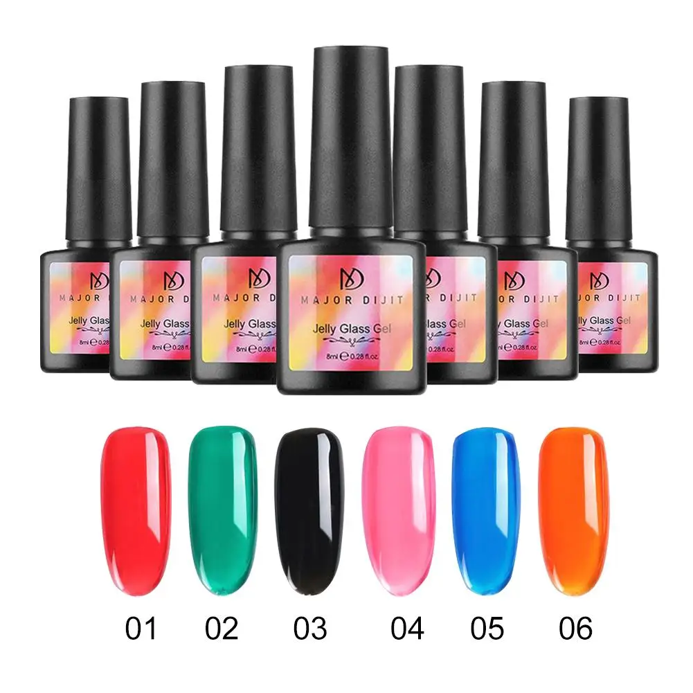 

New Jelly Gel Nail Polish Translucent Neon Color Soak Off UV Harmless Charming Color Durable Smooth Natural Stylish Non-toxic
