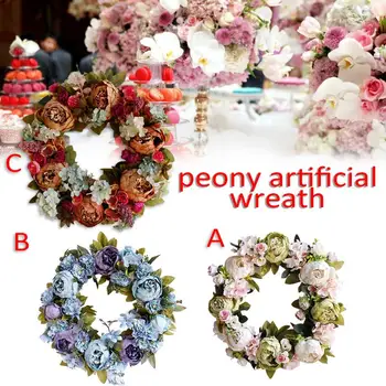 

40CM Peony Artificial Garland Hanging Door Decoration Wedding Threshold Flower Photography Wedding Living Room Floral Decoration