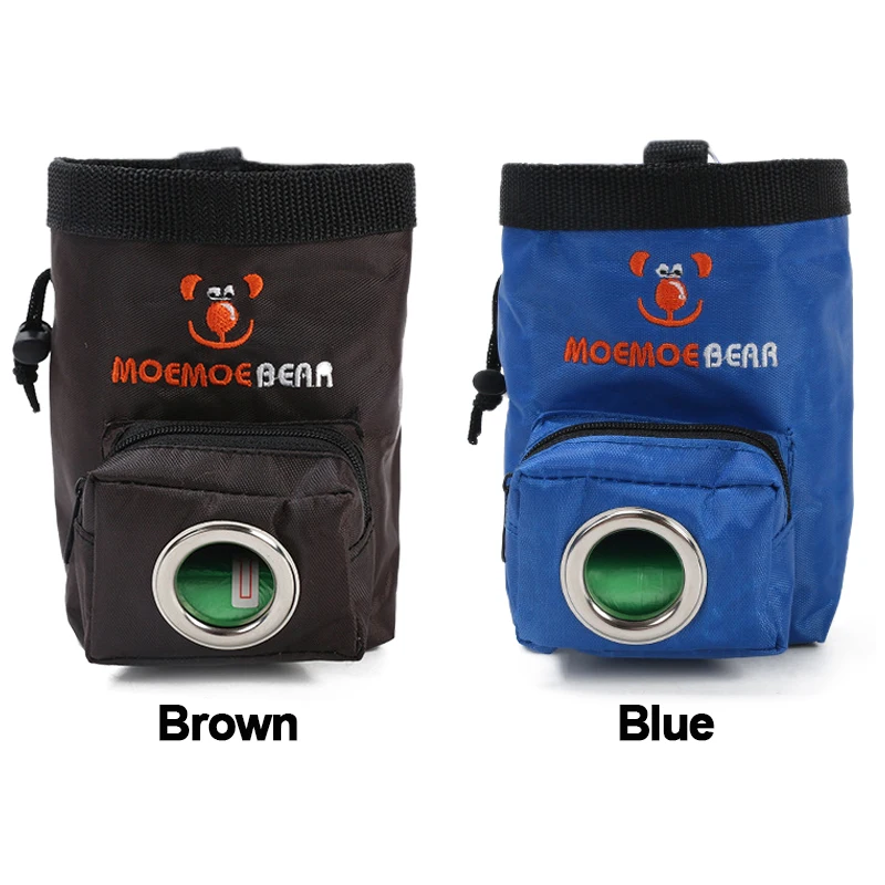 Outdoor Dogs Training Bag Snacks Reward Feeding Waist Bags Portable Puppy Cat Pet Treat Pouch Blue/Brown